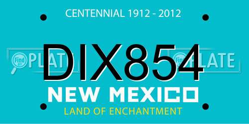DIX854 New Mexico License Plate
