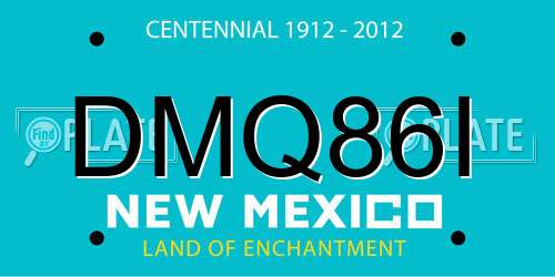 DMQ86I New Mexico License Plate
