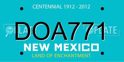 DOA771 New Mexico License Plate