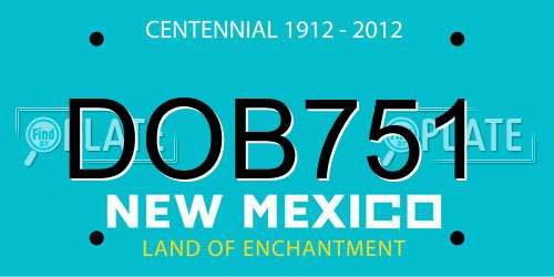 DOB751 New Mexico License Plate