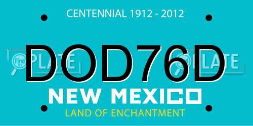 DOD76D New Mexico License Plate