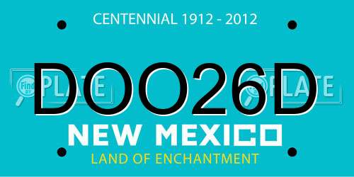 DOO26D New Mexico License Plate
