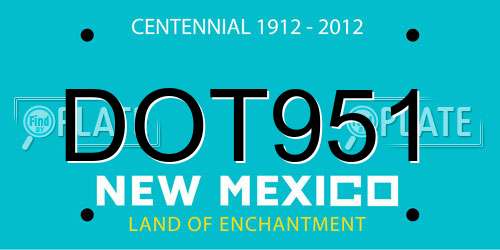 DOT951 New Mexico License Plate