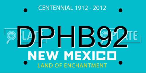 DPHB92 New Mexico License Plate