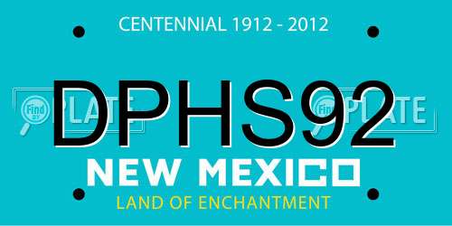 DPHS92 New Mexico License Plate