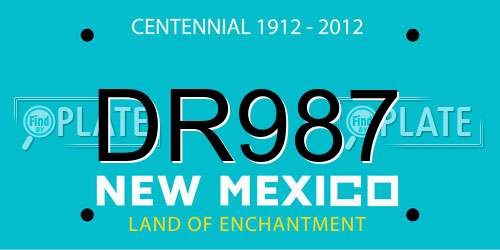 DR987 New Mexico License Plate