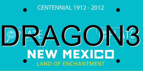 DRAGON3 New Mexico License Plate