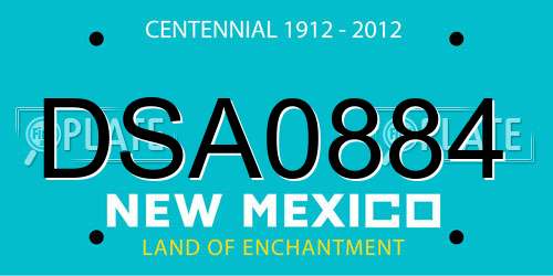 DSA0884 New Mexico License Plate