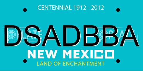 DSADBBA New Mexico License Plate