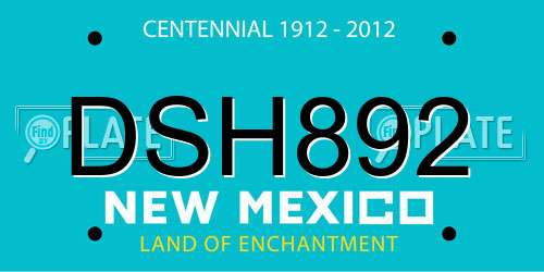 DSH892 New Mexico License Plate