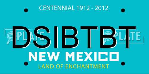 DSIBTBT New Mexico License Plate