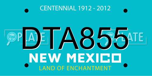 DTA855 New Mexico License Plate