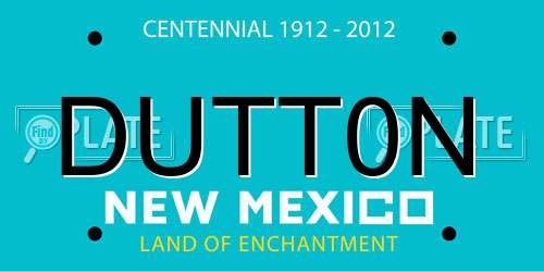 DUTT0N New Mexico License Plate