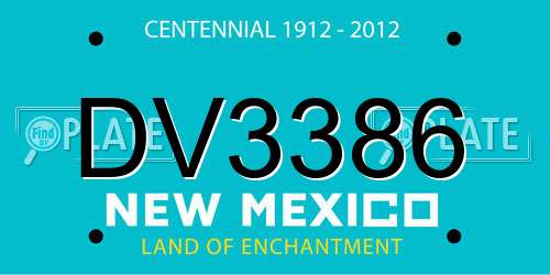 DV3386 New Mexico License Plate