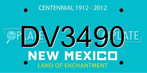 DV3490 New Mexico License Plate