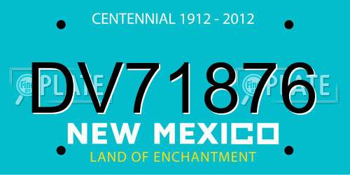 DV71876 New Mexico License Plate