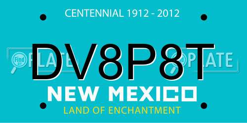 DV8P8T New Mexico License Plate