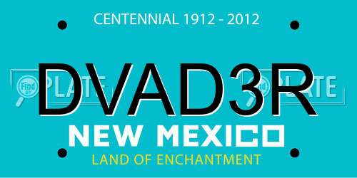 DVAD3R New Mexico License Plate