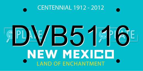 DVB5116 New Mexico License Plate