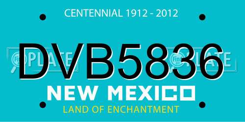 DVB5836 New Mexico License Plate
