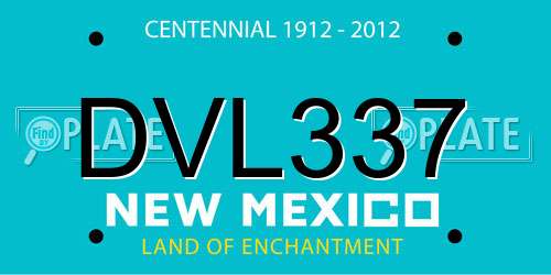 DVL337 New Mexico License Plate