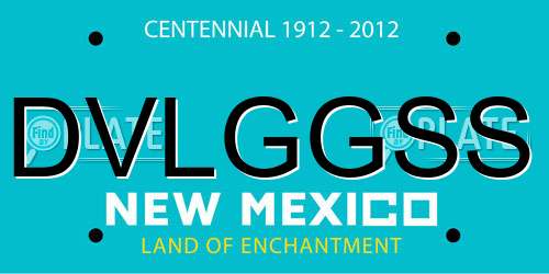 DVLGGSS New Mexico License Plate