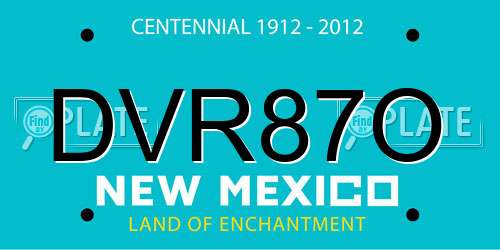 DVR87O New Mexico License Plate
