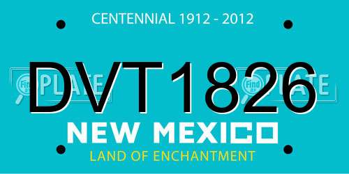 DVT1826 New Mexico License Plate