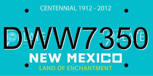 DWW7350 New Mexico License Plate