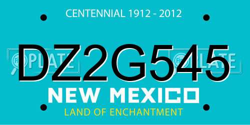 DZ2G545 New Mexico License Plate