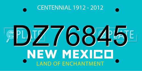 DZ76845 New Mexico License Plate