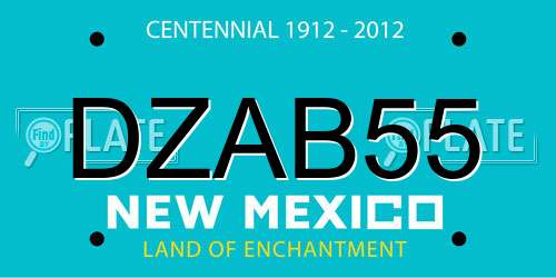 DZAB55 New Mexico License Plate