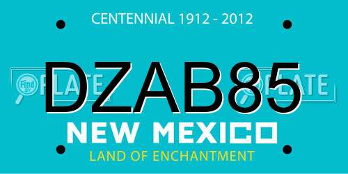 DZAB85 New Mexico License Plate