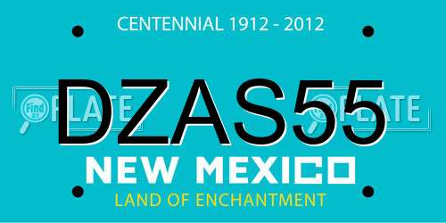 DZAS55 New Mexico License Plate