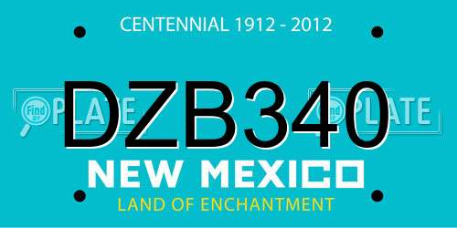 DZB340 New Mexico License Plate