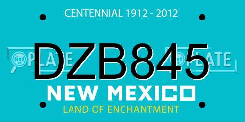 DZB845 New Mexico License Plate