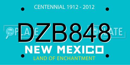 DZB848 New Mexico License Plate