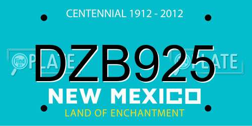 DZB925 New Mexico License Plate