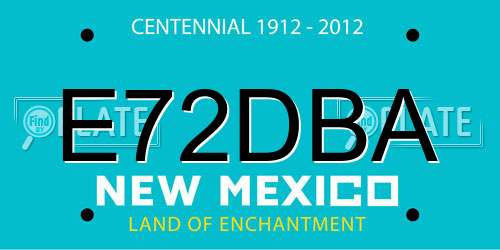 E72DBA New Mexico License Plate