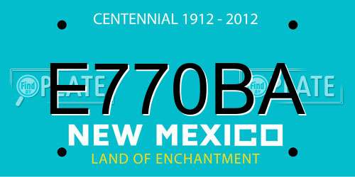 E770BA New Mexico License Plate