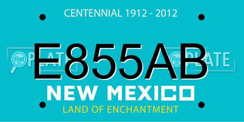E855AB New Mexico License Plate