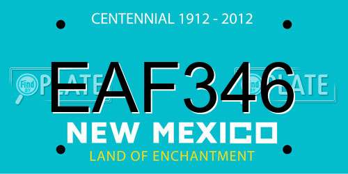 EAF346 New Mexico License Plate