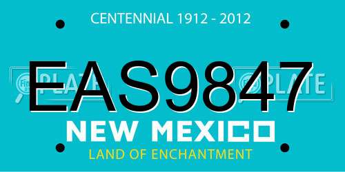 EAS9847 New Mexico License Plate