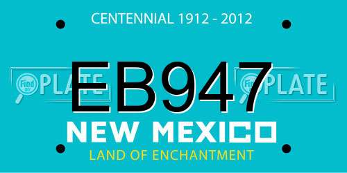 EB947 New Mexico License Plate
