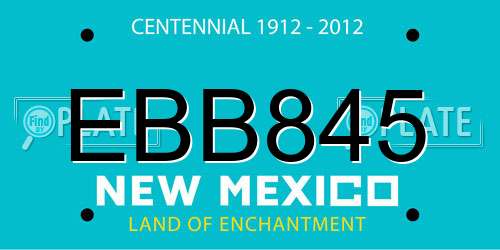 EBB845 New Mexico License Plate