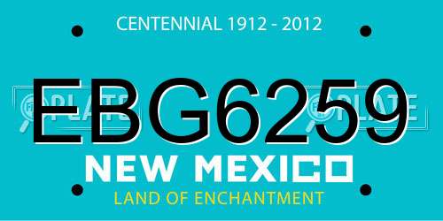 EBG6259 New Mexico License Plate