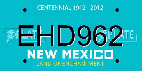 EHD962 New Mexico License Plate