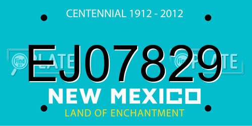 EJ07829 New Mexico License Plate