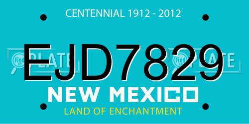 EJD7829 New Mexico License Plate