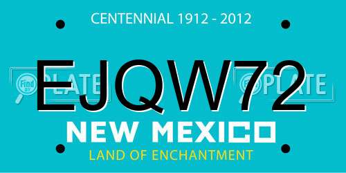 EJQW72 New Mexico License Plate